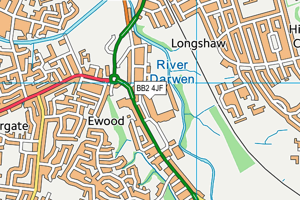 Blackburn Rovers (Ewood Park) map (BB2 4JF) - OS VectorMap District (Ordnance Survey)