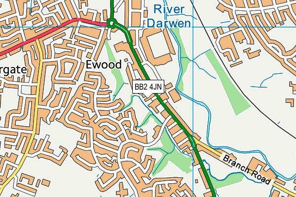 BB2 4JN map - OS VectorMap District (Ordnance Survey)