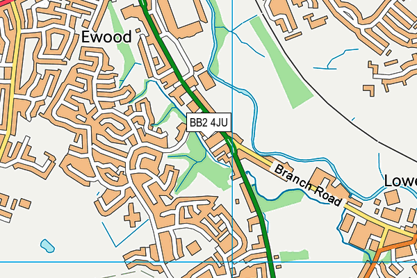 BB2 4JU map - OS VectorMap District (Ordnance Survey)