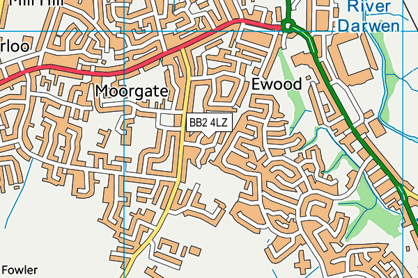 BB2 4LZ map - OS VectorMap District (Ordnance Survey)