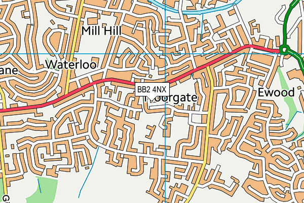 BB2 4NX map - OS VectorMap District (Ordnance Survey)