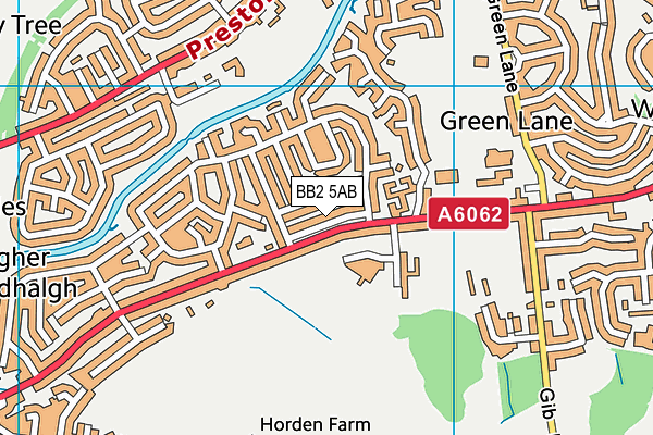 BB2 5AB map - OS VectorMap District (Ordnance Survey)