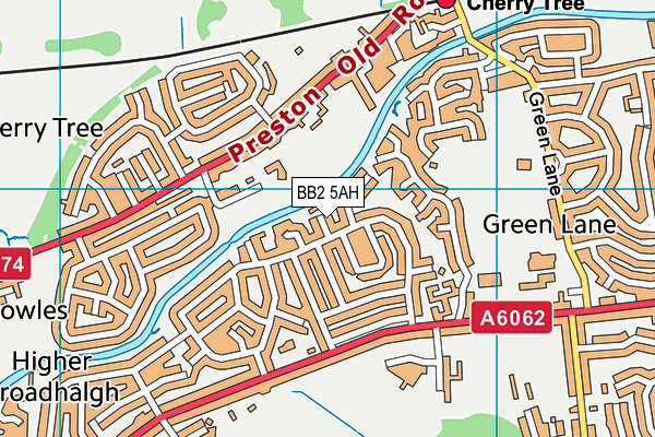 BB2 5AH map - OS VectorMap District (Ordnance Survey)