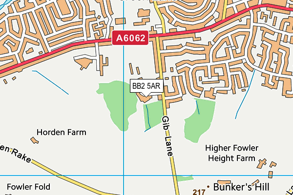 BB2 5AR map - OS VectorMap District (Ordnance Survey)