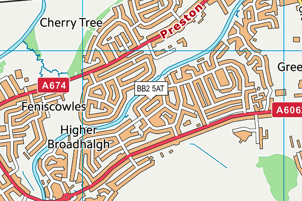 BB2 5AT map - OS VectorMap District (Ordnance Survey)