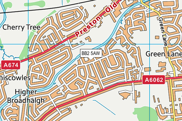 BB2 5AW map - OS VectorMap District (Ordnance Survey)