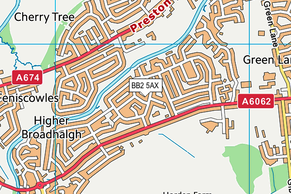 BB2 5AX map - OS VectorMap District (Ordnance Survey)