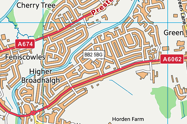 BB2 5BG map - OS VectorMap District (Ordnance Survey)