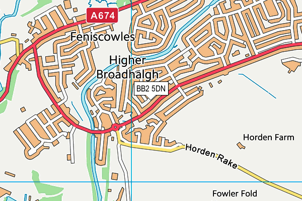 BB2 5DN map - OS VectorMap District (Ordnance Survey)