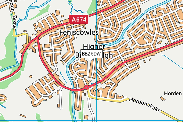 BB2 5DW map - OS VectorMap District (Ordnance Survey)