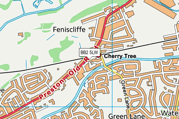 BB2 5LW map - OS VectorMap District (Ordnance Survey)