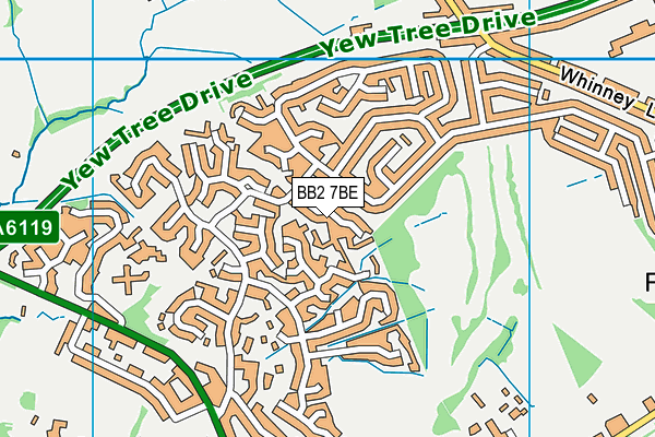 BB2 7BE map - OS VectorMap District (Ordnance Survey)