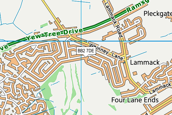 BB2 7DE map - OS VectorMap District (Ordnance Survey)