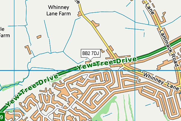 BB2 7DJ map - OS VectorMap District (Ordnance Survey)