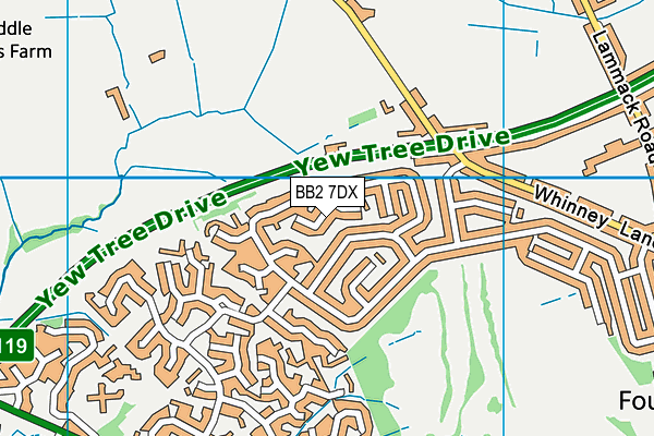 BB2 7DX map - OS VectorMap District (Ordnance Survey)