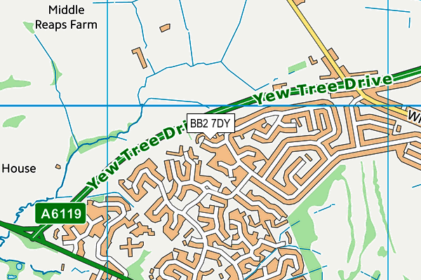 BB2 7DY map - OS VectorMap District (Ordnance Survey)