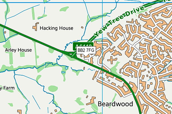 BB2 7FG map - OS VectorMap District (Ordnance Survey)