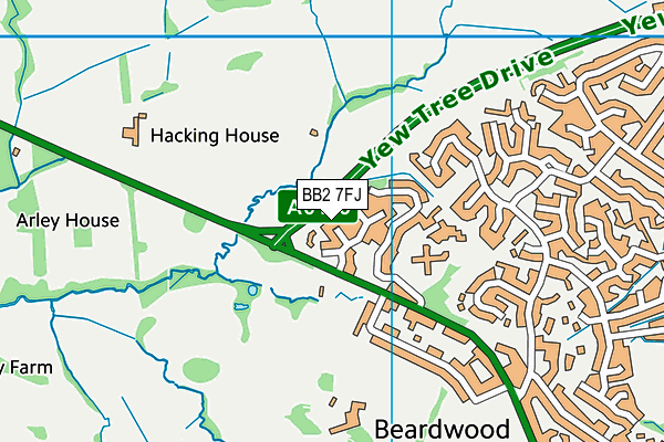 BB2 7FJ map - OS VectorMap District (Ordnance Survey)