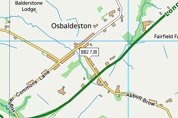 BB2 7JB map - OS VectorMap District (Ordnance Survey)