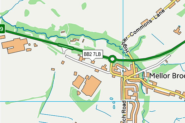 BB2 7LB map - OS VectorMap District (Ordnance Survey)