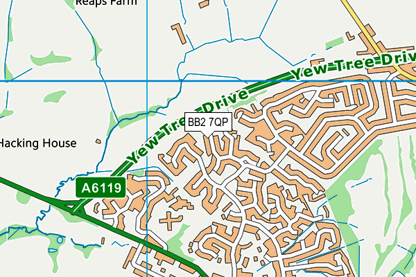 BB2 7QP map - OS VectorMap District (Ordnance Survey)