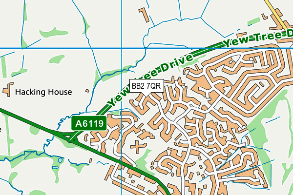 BB2 7QR map - OS VectorMap District (Ordnance Survey)