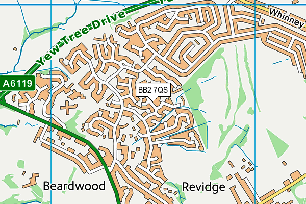 BB2 7QS map - OS VectorMap District (Ordnance Survey)