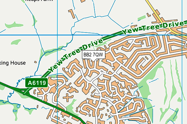 BB2 7QW map - OS VectorMap District (Ordnance Survey)