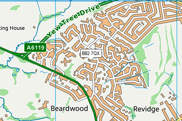 BB2 7QX map - OS VectorMap District (Ordnance Survey)