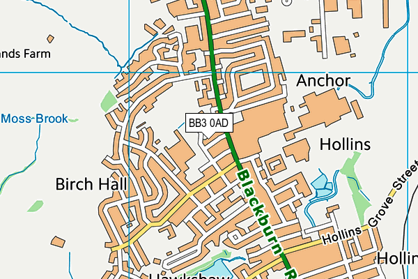 BB3 0AD map - OS VectorMap District (Ordnance Survey)