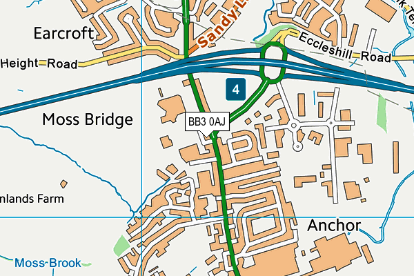 BB3 0AJ map - OS VectorMap District (Ordnance Survey)