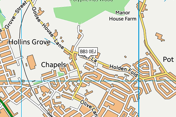 BB3 0EJ map - OS VectorMap District (Ordnance Survey)