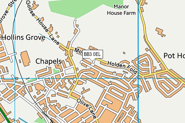 BB3 0EL map - OS VectorMap District (Ordnance Survey)