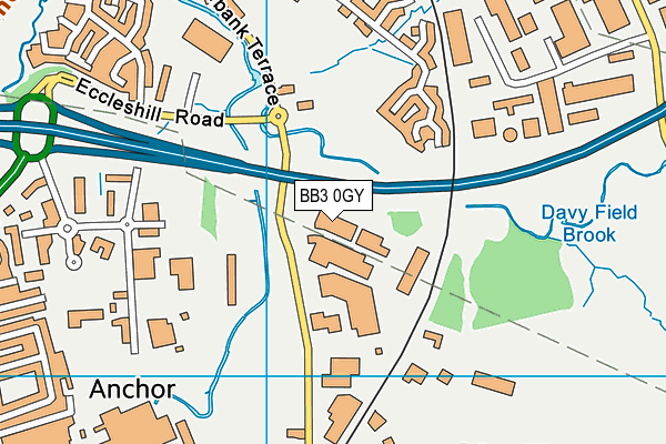 BB3 0GY map - OS VectorMap District (Ordnance Survey)