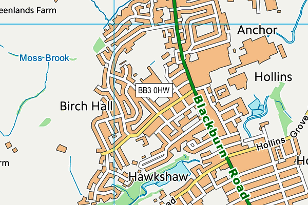 BB3 0HW map - OS VectorMap District (Ordnance Survey)