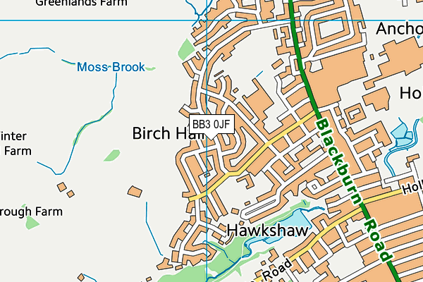 BB3 0JF map - OS VectorMap District (Ordnance Survey)