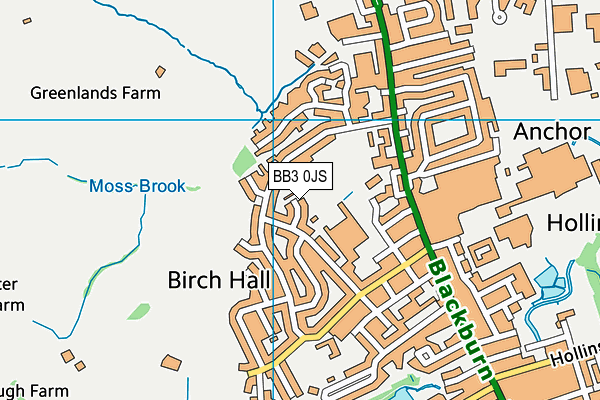 BB3 0JS map - OS VectorMap District (Ordnance Survey)
