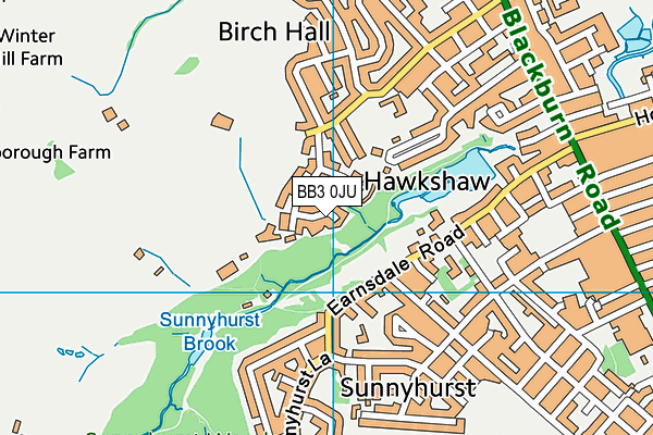 BB3 0JU map - OS VectorMap District (Ordnance Survey)