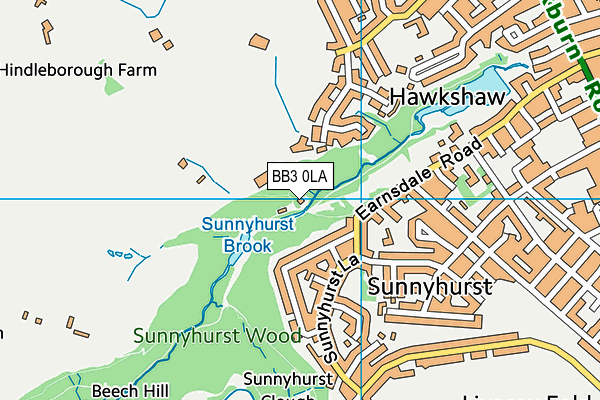 BB3 0LA map - OS VectorMap District (Ordnance Survey)