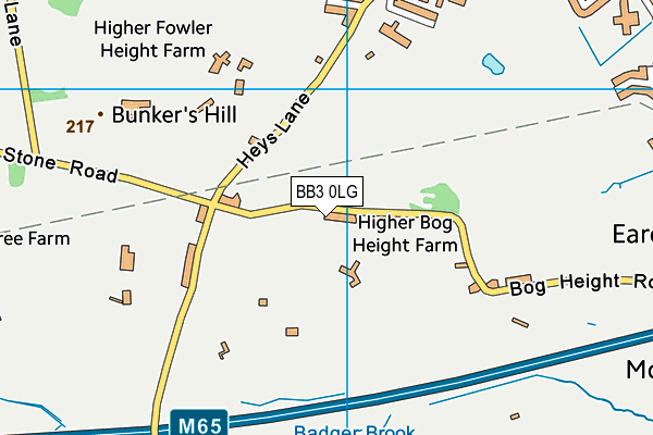 BB3 0LG map - OS VectorMap District (Ordnance Survey)
