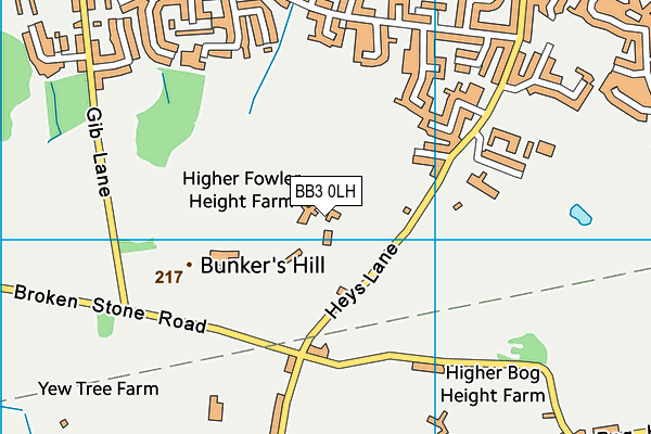 BB3 0LH map - OS VectorMap District (Ordnance Survey)