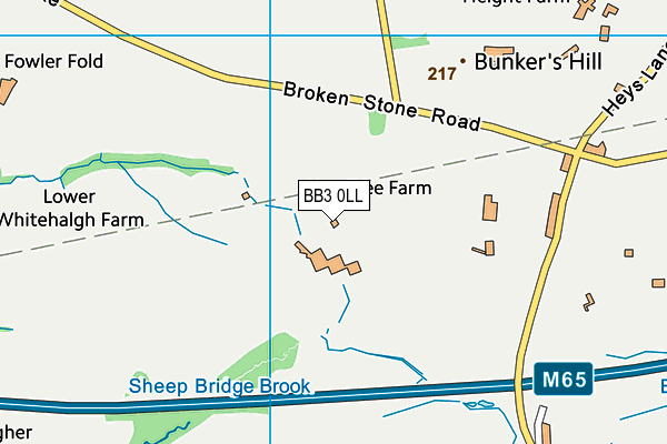 BB3 0LL map - OS VectorMap District (Ordnance Survey)