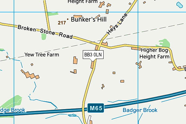 BB3 0LN map - OS VectorMap District (Ordnance Survey)