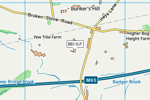 BB3 0LP map - OS VectorMap District (Ordnance Survey)