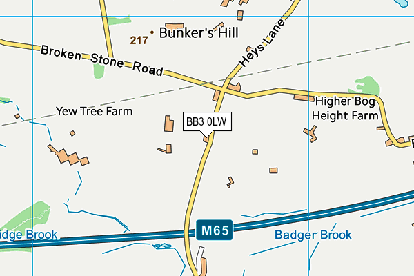 BB3 0LW map - OS VectorMap District (Ordnance Survey)