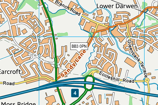 Lower Darwen Recreational Ground map (BB3 0PN) - OS VectorMap District (Ordnance Survey)