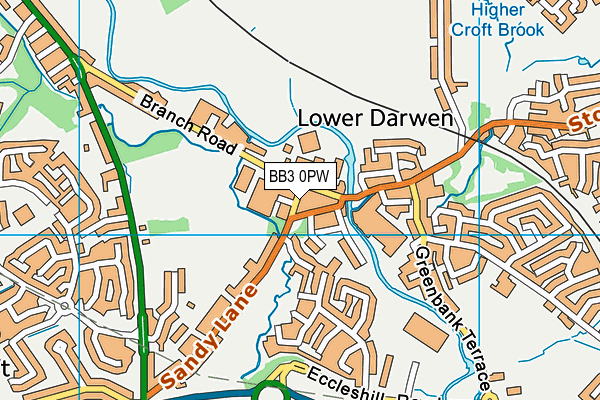 BB3 0PW map - OS VectorMap District (Ordnance Survey)