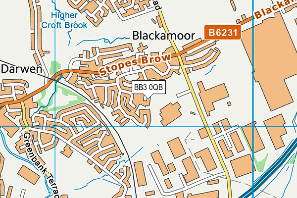 BB3 0QB map - OS VectorMap District (Ordnance Survey)