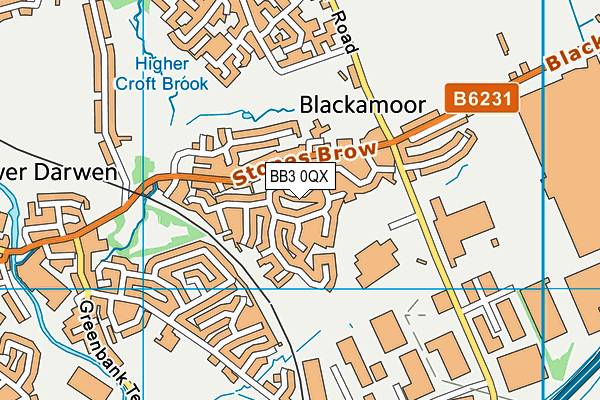 BB3 0QX map - OS VectorMap District (Ordnance Survey)