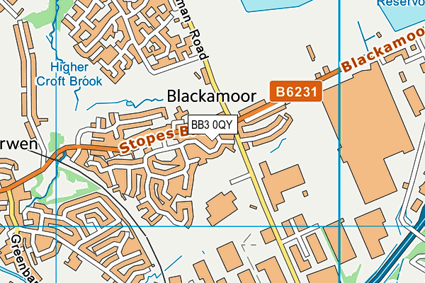 BB3 0QY map - OS VectorMap District (Ordnance Survey)